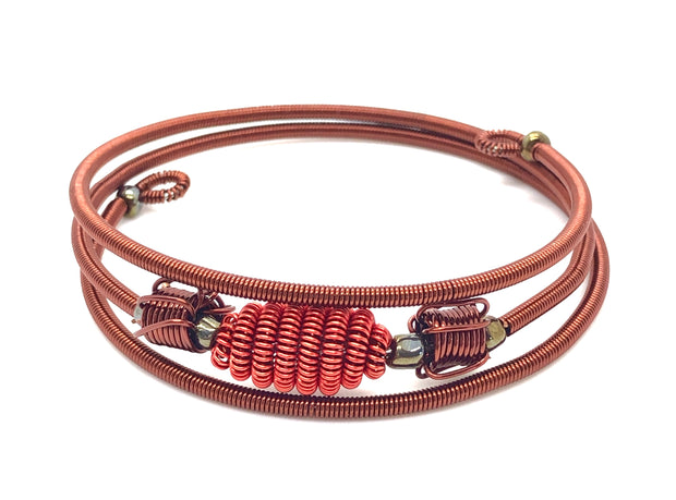 Telephone Wire Copper Bracelet Two Spiral